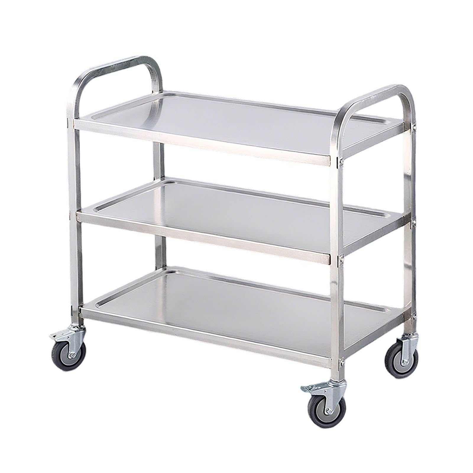 Extra Lar - Carrello da cucina a 3 strati in acciaio inox, 95 x 50 x 93 cm, per cucinare e servire, carrello multifunzione in metallo con design