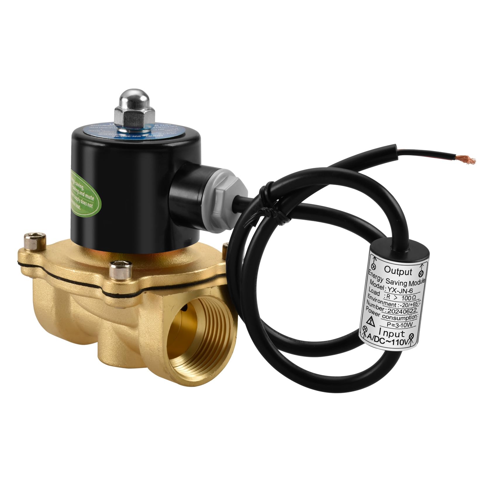 Heschen Válvula solenoide eléctrica de latón, 2W-250-25J, PT 1'', AC220V, aire de agua de acción directa, válvula de reemplazo normalmente cerrada
