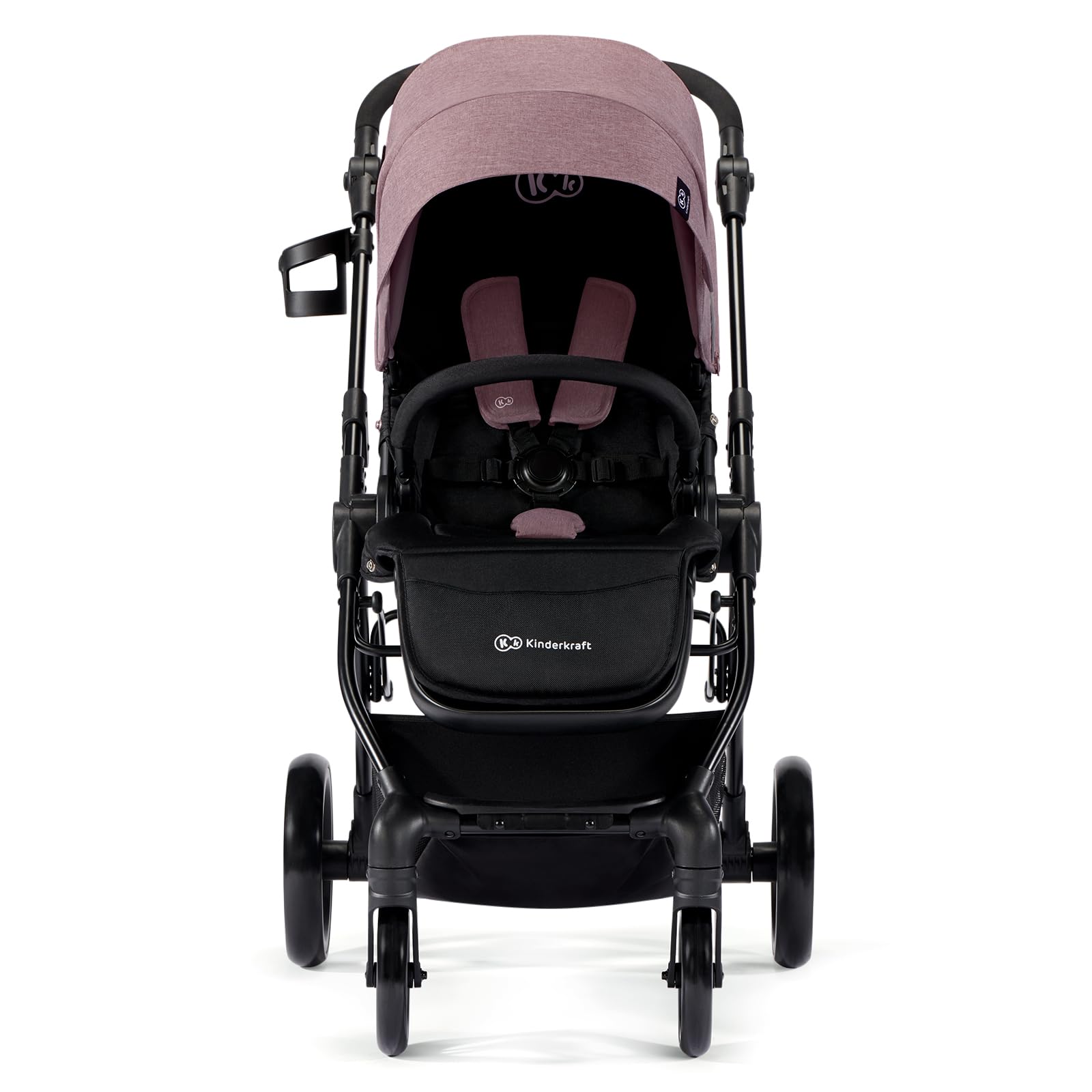 Kinderkraft VESTO Poussette Canne, Poussette Compacte, Poussette Bébé, Siège Réversible, Position Allongée, Avec Accessoires, Légère, Roues en mousse durable, Imperméable avec Filtre UPF 50+, Rose