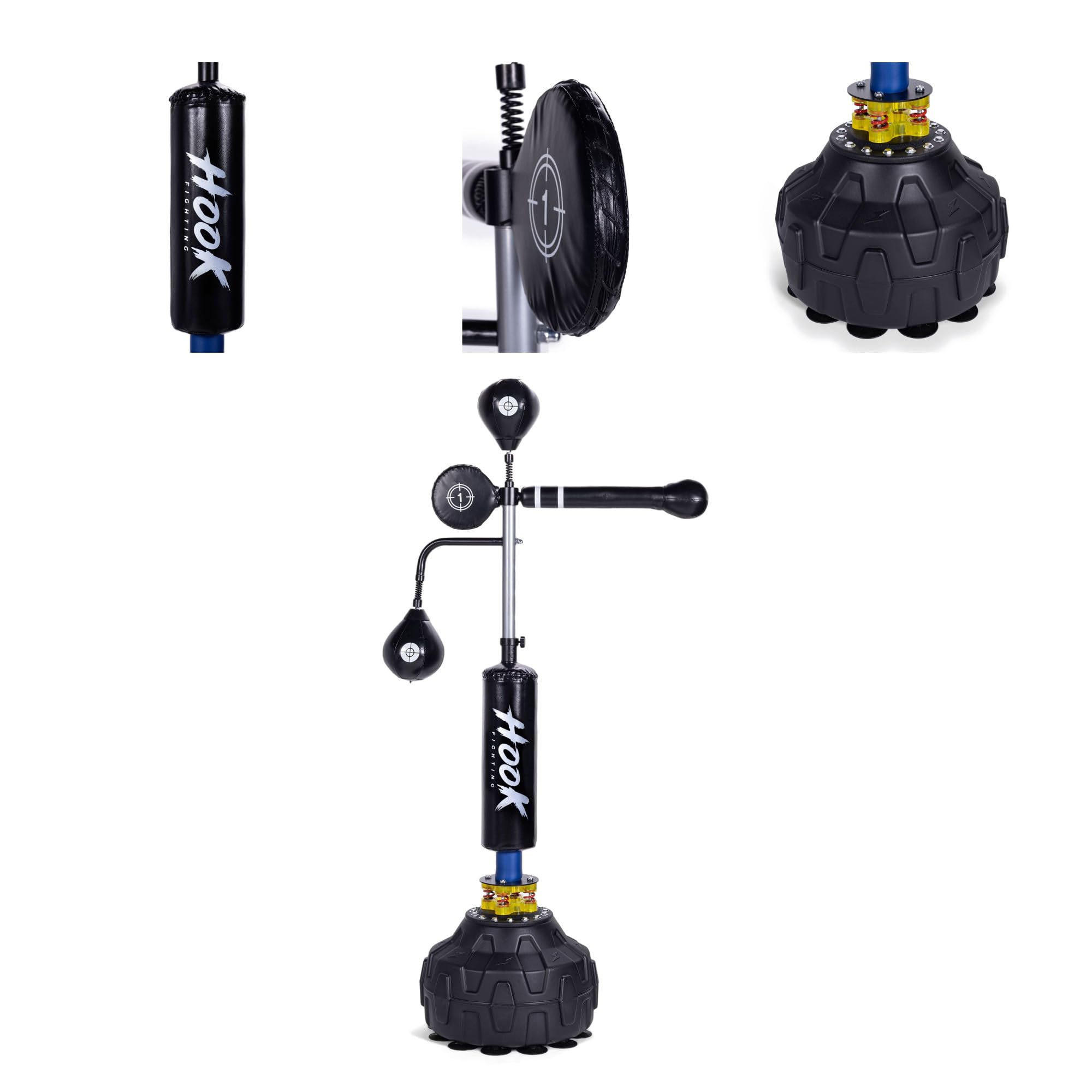 Freistehender Boxsack 3-in-1 mit 360° Reflexstange – Speedball Boxstation – PU Leder & Stahlfedern – Höhenverstellbar 160-210 cm – Für Boxen MMA & Ausdauertraining Zuhause