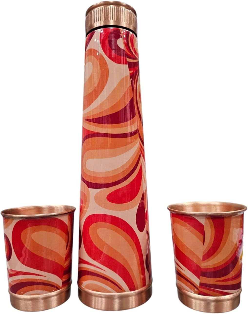 Coffret cadeau bouteille en cuivre et verres gravés pour Noël