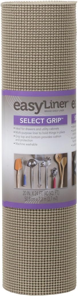 EasyLiner Select Grip Shelf Liner for Drawers & Cabinets - Easy to Install & Cut to Fit - Non Slip Non Adhesive Grip Shelf Liner for Kitchen Drawers, Bathroom, Pantry - 20 in. x 24 ft. โ Taupe