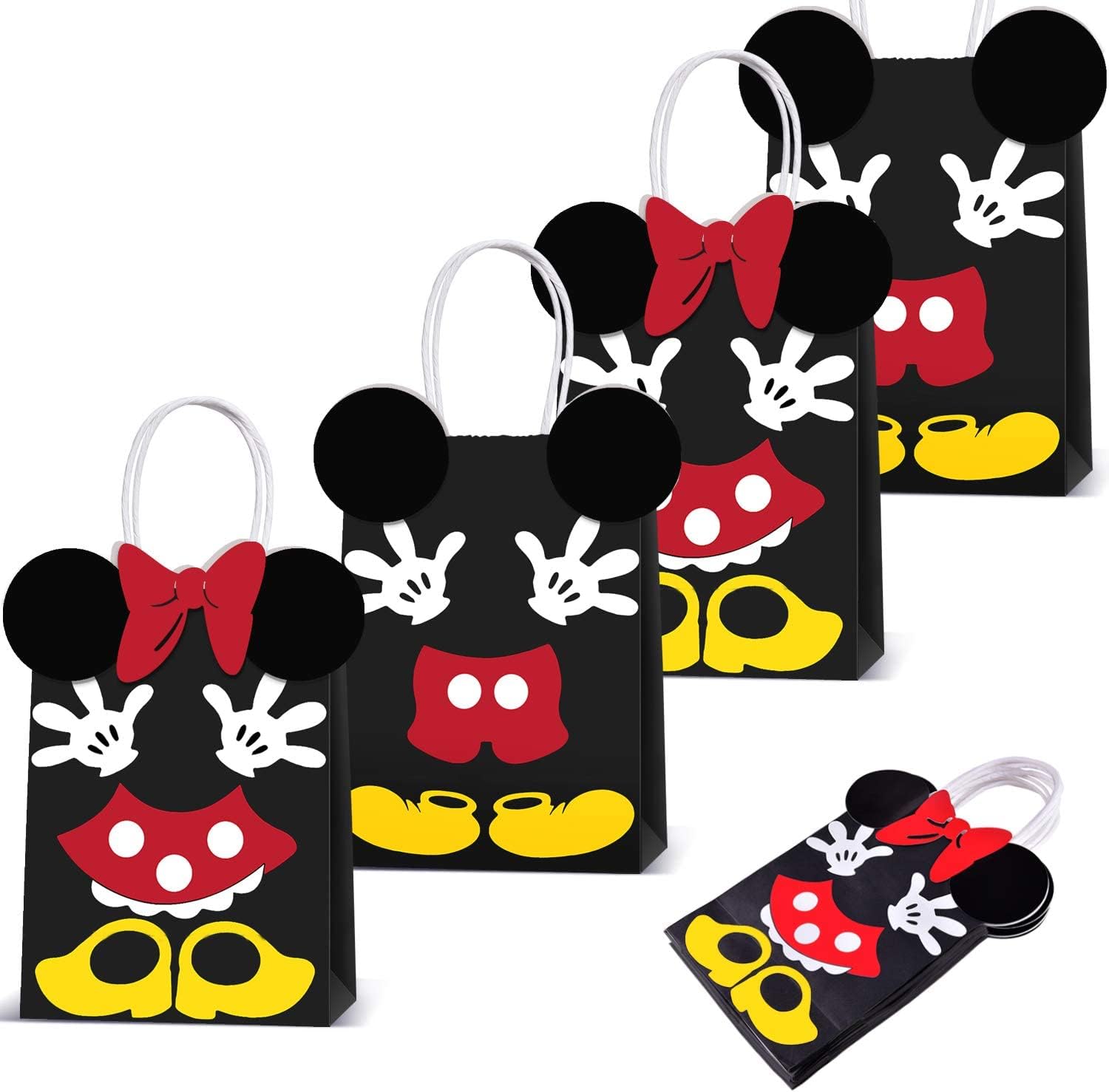 unp Min Micky Minie Mouse Party Supplies Bags - Paper Treat Candy Gift Bags for Kids Birthday Party -12 Piece