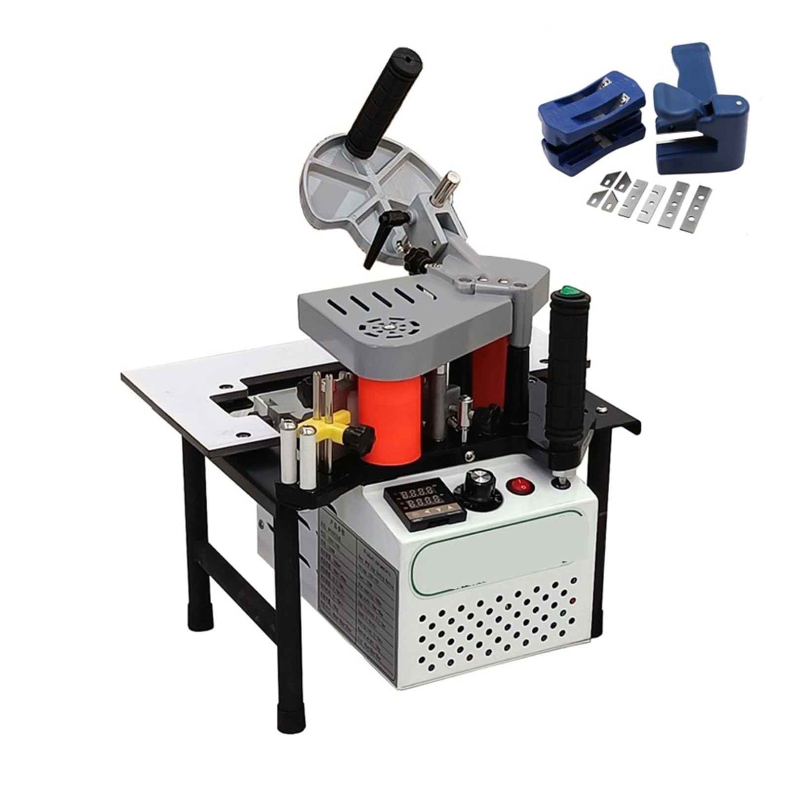 Portable Edge Bander Banding Machine 45 Degrees Tilting PVC Double Side Gluing with Trimming Tools Free Operates Smoothly Performs Well(Add Trimmer Set)