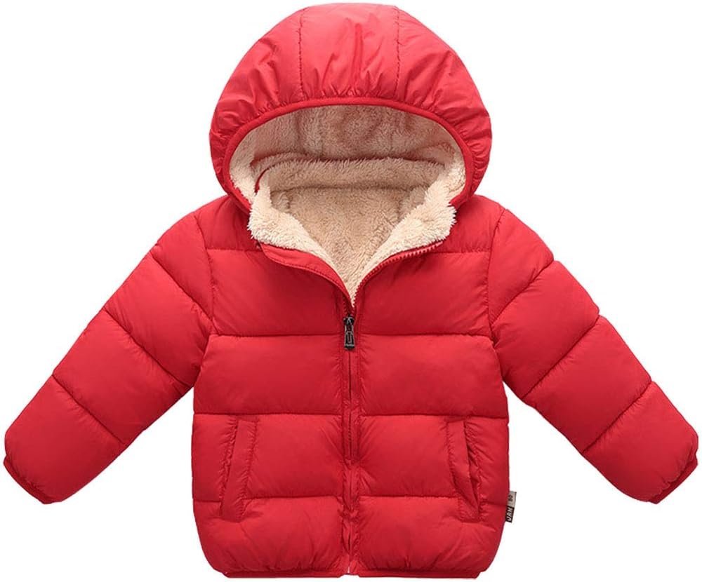LAVIQK1-7 Years Winter Coats for Toddlers Baby Boys Girls with Removable Fur Hooded Down Jacket Warm Fleece Coat Outerwear
