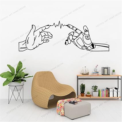 GADGETS WRAP Wall Decal Vinyl Sticker Robot Human Hands Mechanical for Office Home Wall Decoration