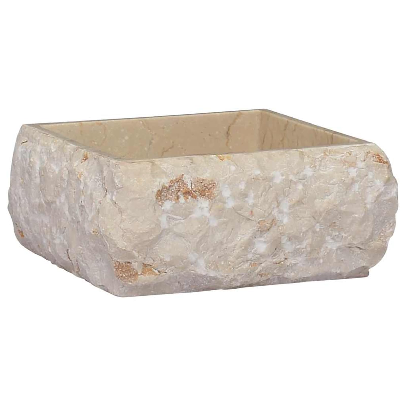 Gecheer Lavabo da appoggio in pietra naturale, lavabo, lavandino a mano, lavandino sopra, lavandino, bagno, crema, 30 x 30 x 13 cm
