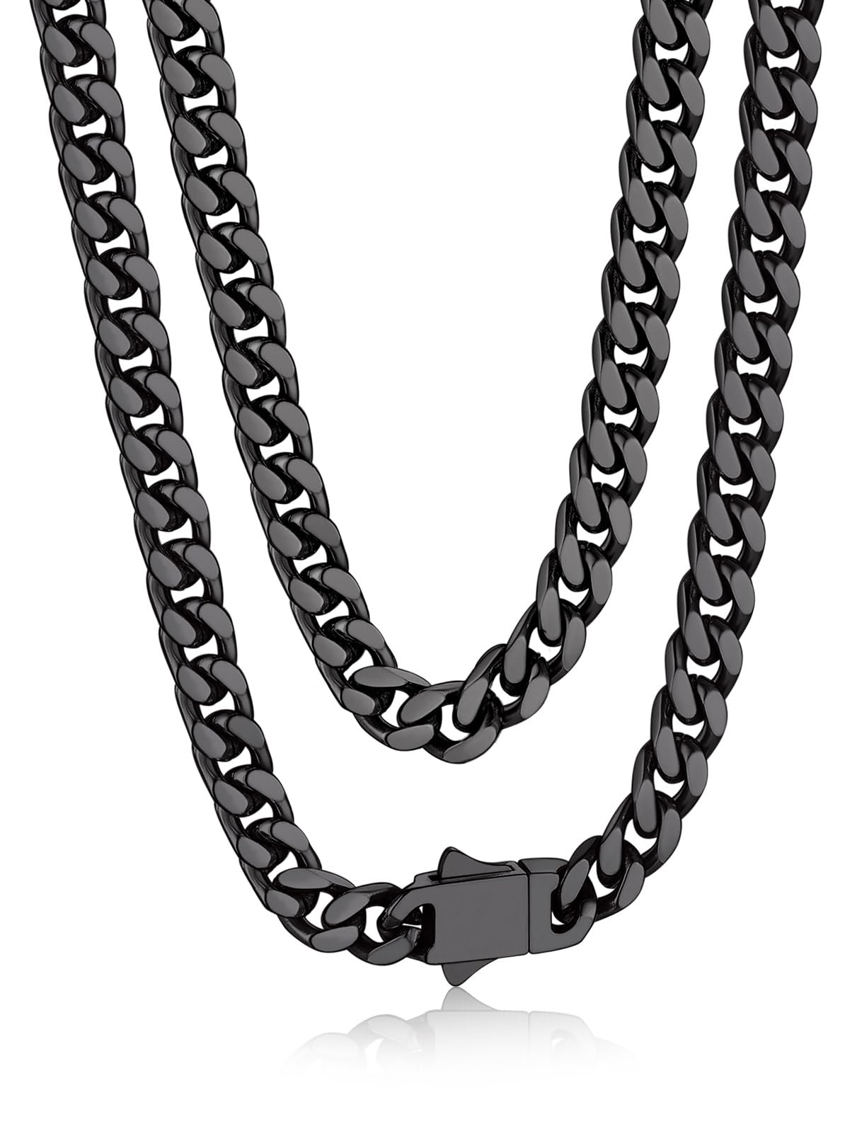 Bandmax Panzerkette Herren Kette Edelstahl Halskette 5/7/9/12MM breit Damen Kubanische Kette Silber/Gold/Schwarz Gliederkette Männer Hip Hop Kette Schmuck Auswählbare Kettenlänge 45-76CM