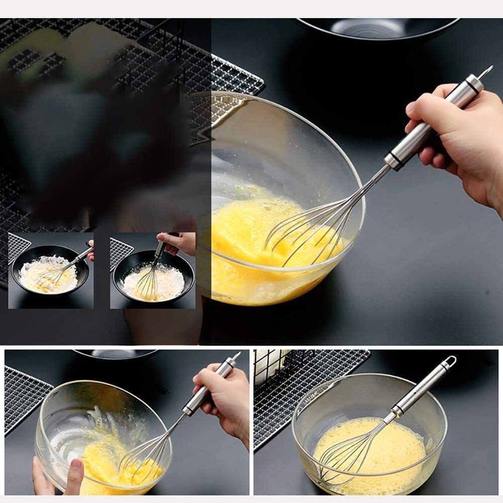 Batidora de Mano, batidor de Huevos de Acero Inoxidable 304 - Crema Batida Manual, batidor de Huevos batido, Mantequilla de Clara de Huevo, horneado pequeño para el hogar