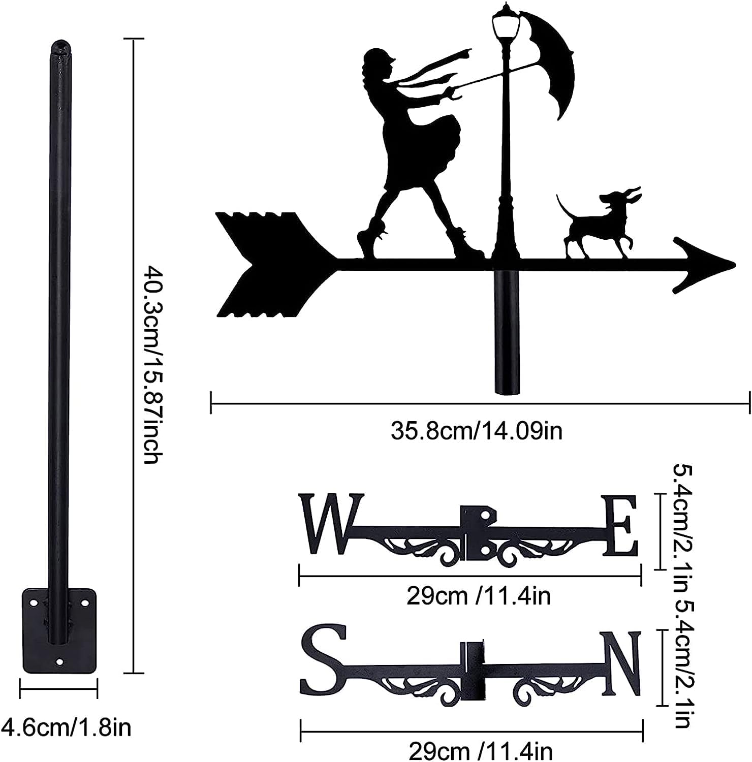 Weathervane Weather Vane for Roof Creative Beauty in The Rain Weather Vanes Wind Direction Indicator for Outdoor Garden Farm Yard Wind Vane