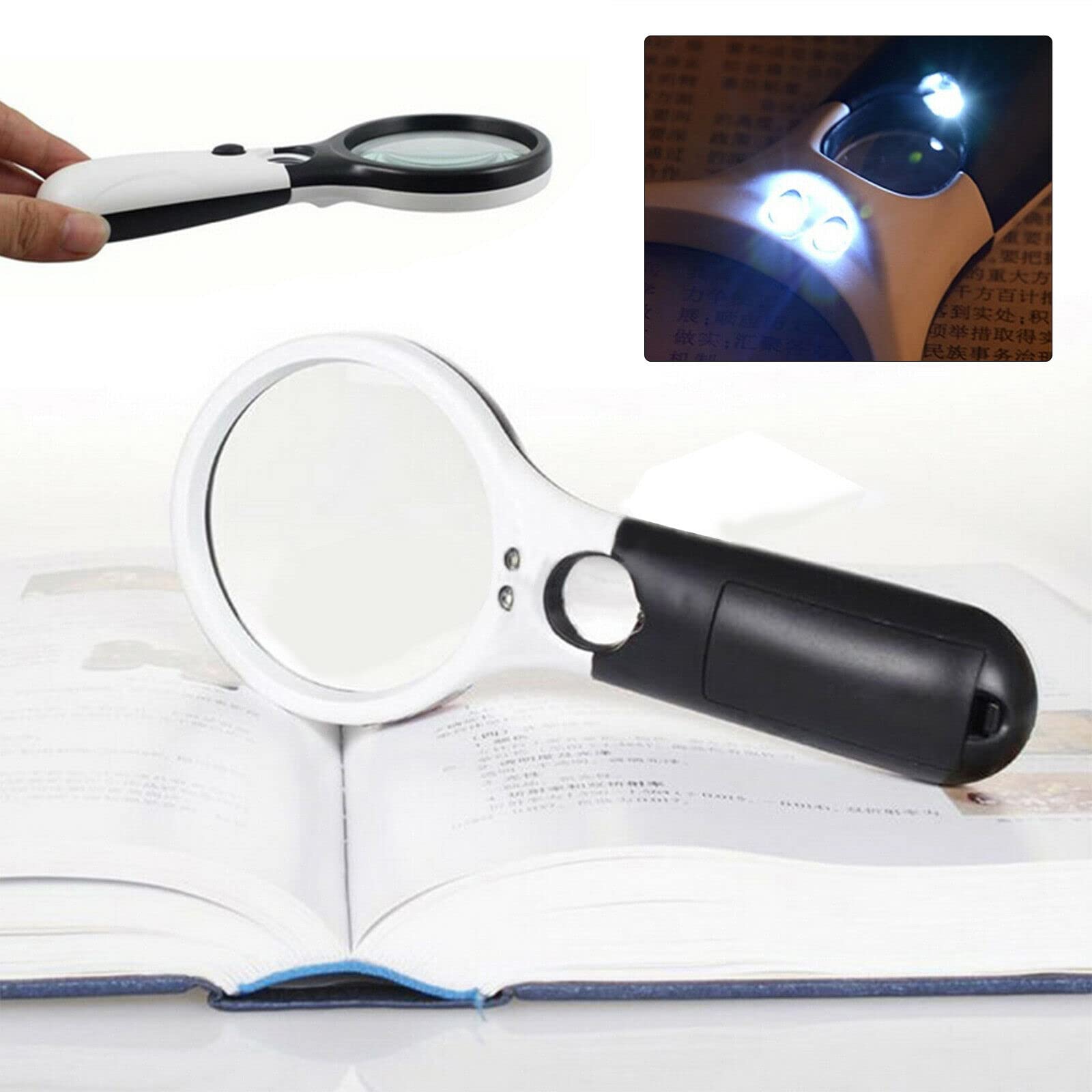 Magnifying Glass, 45X Handheld Reading Magnifying Glass with 3 LED Lights - Image 2