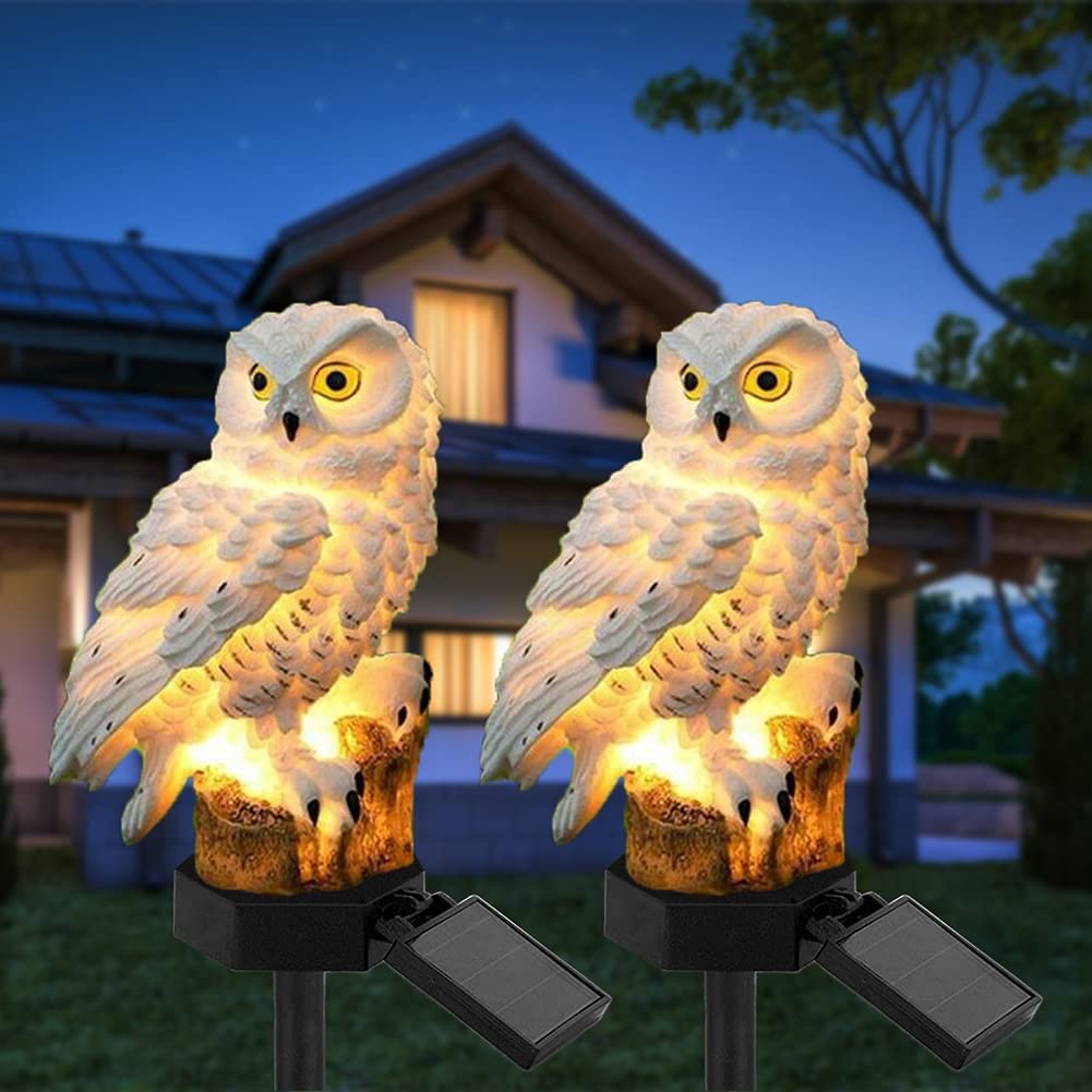 YUSALCEF Solar Owl Light, 2Pack Owl Shape Solar Garden Stake