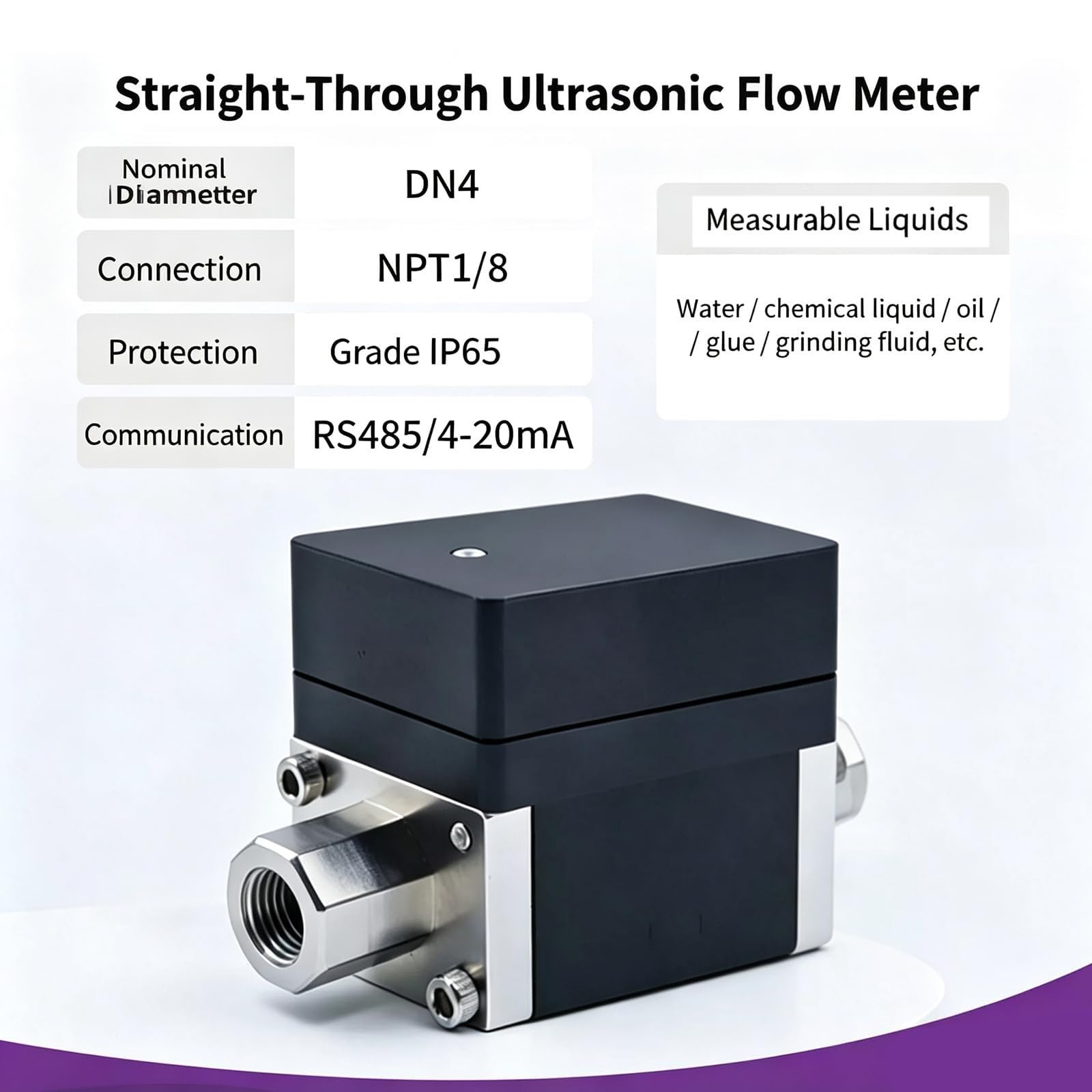 Medidor de flujo de líquido, sensor de flujo de líquido recto
