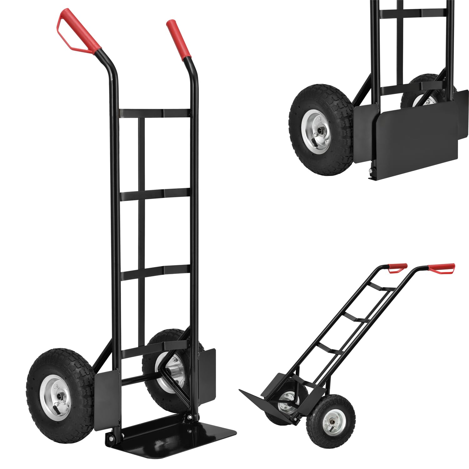 Juskys Carrello a mano Basic pieghevole - Carrello da trasporto con grandi ruote gonfiabili e telaio in acciaio massiccio - Carrello manuale per traslochi e casse di bevande