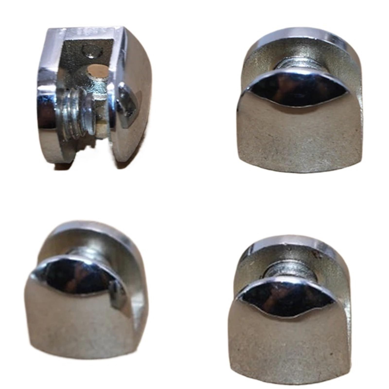 8pcs Half Round Glass Clamps Plane Zinc Alloy Shelves Support