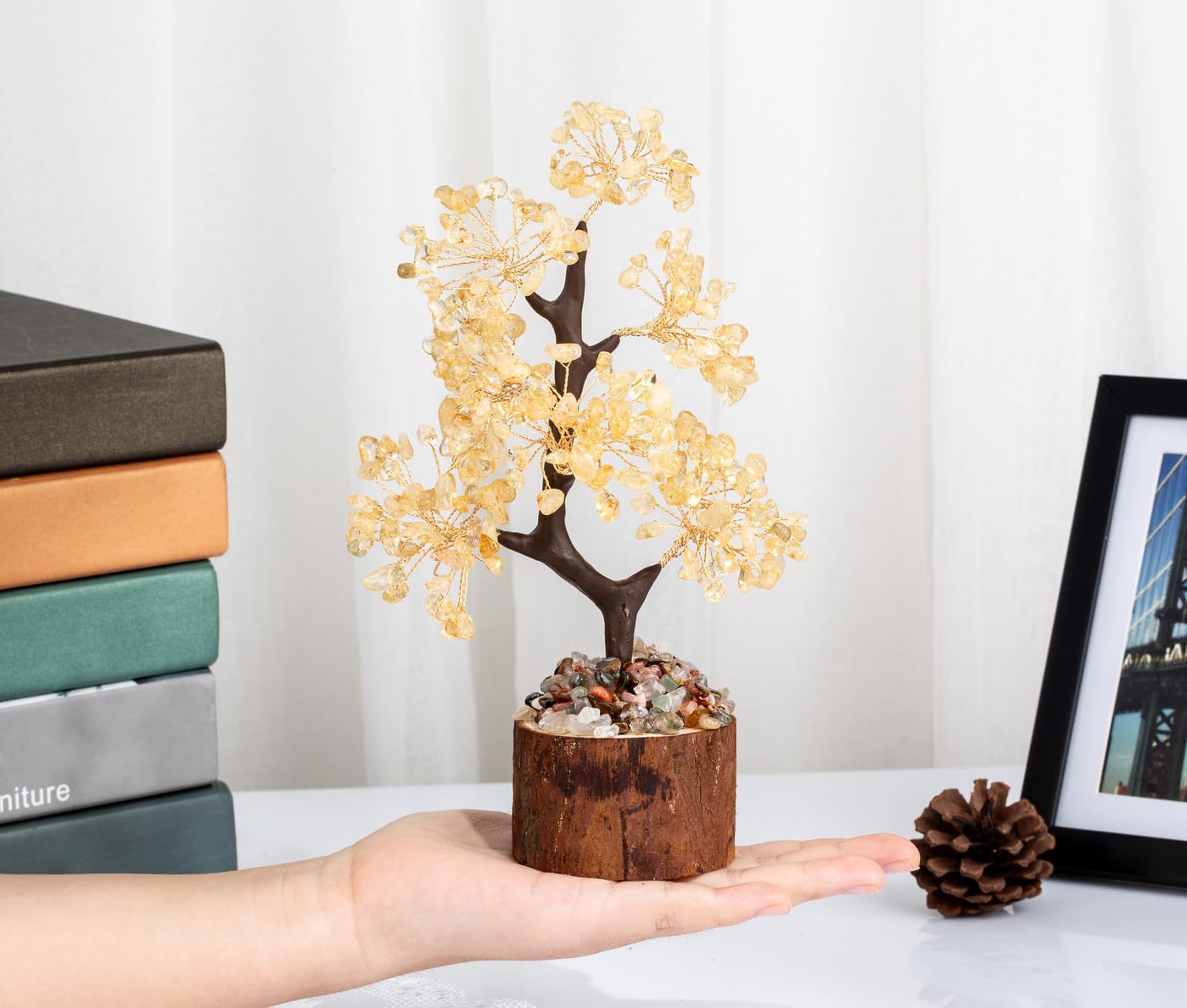 GUJOXILA Citrine Crystal Tree of Life Healing Crystals Gift for Women Citrine Crystals Feng Shui Money Tree Ornament Yellow Spiritual Meditation Reiki Gifts Office Desk Home Decor - Image 2