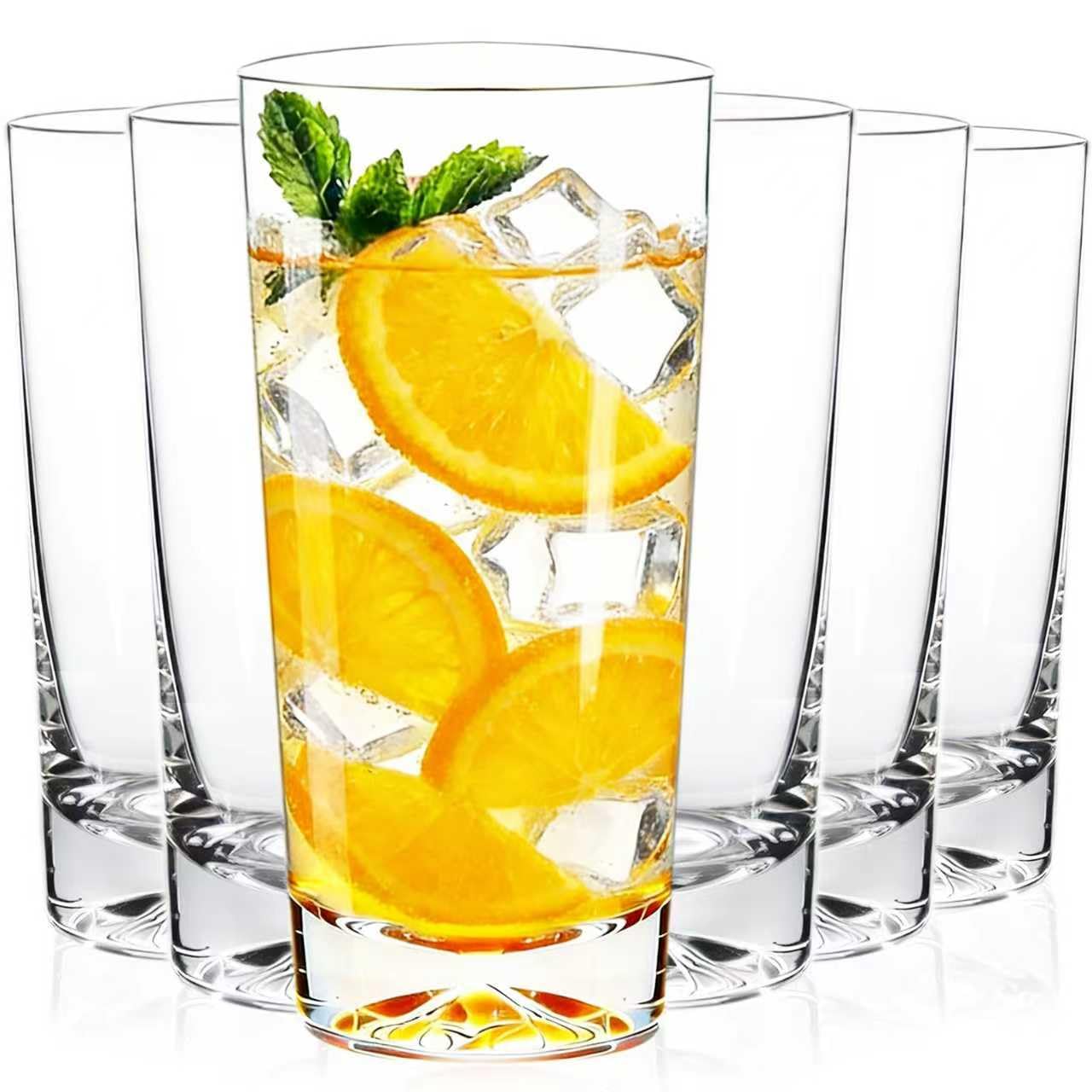 Drinking Glasses Set of 6 16oz Glass Cups with Wide Mouth Design Water Glasses for Bar Glassware Premium