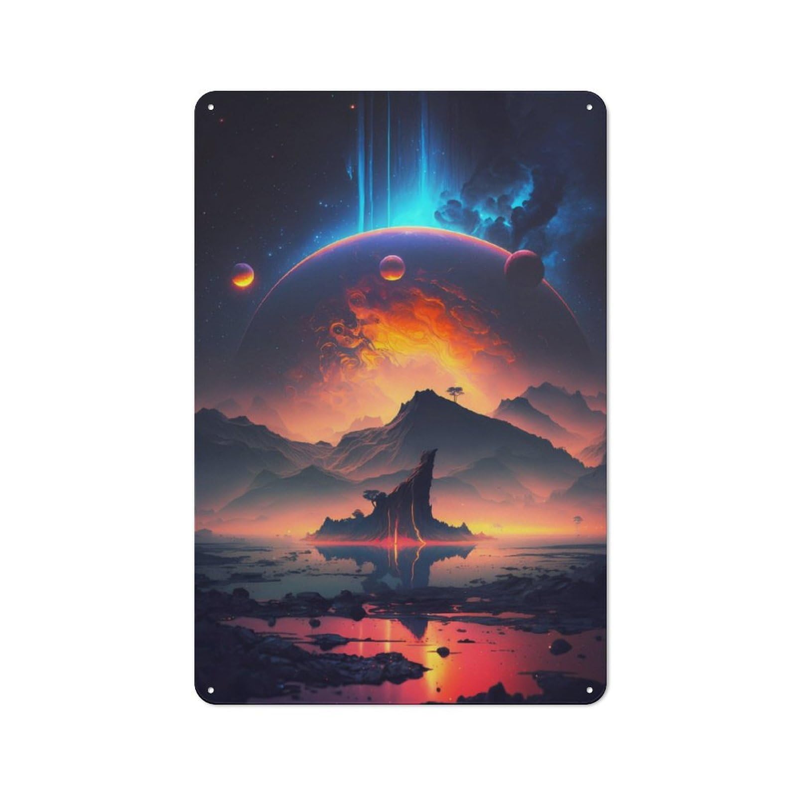 Junmoney Planetary Vista Fantasy Retro Metal Wall Sign 30X20cm For Guest Room Or Hallway, New-Space Wall Decor For Home Decor Collectors
