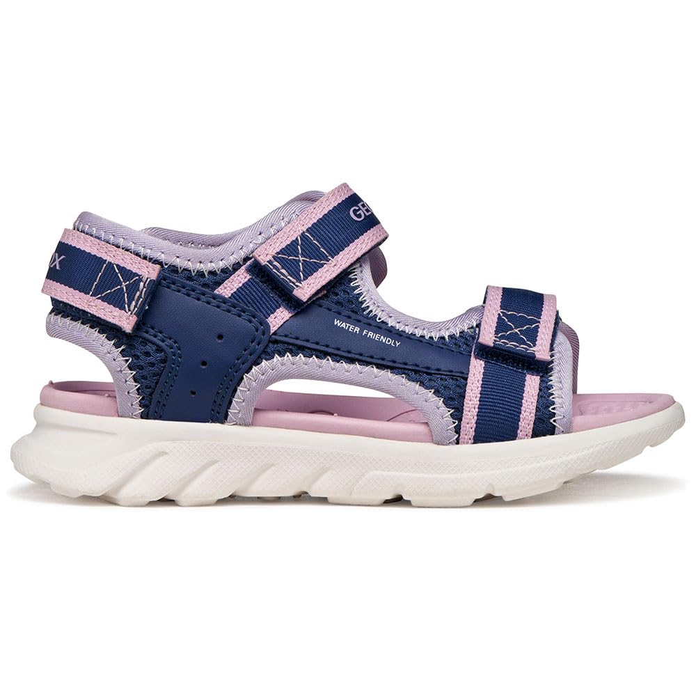 Geox J AIRADYUM GI Sandal, Navy/Lilac, 34 EU