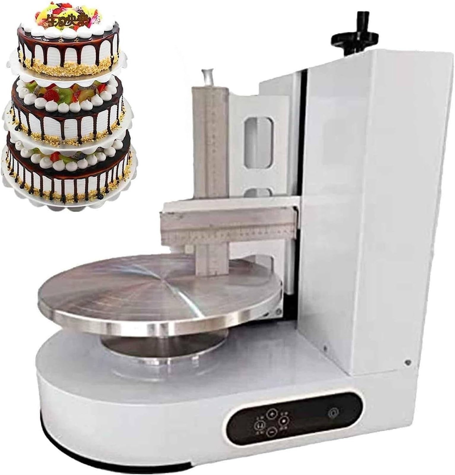 Esparcidor automático de pasteles de 4 a 12 pulgadas, decorador de capas suaves de crema de mantequilla for pasteles de cumpleaños, máquina for alisar crema de mantequilla for pan y pasteles(White)