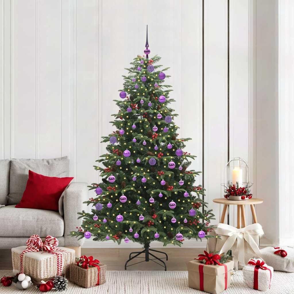 Sztuczna choinka z 300 diodami LED w kolorze ciepłej bieli, wysokość 180 cm, w kształcie stożka, metal PCW, do użytku wewnątrz i na zewnątrz, ze stojakiem, 8 trybów, zasilana przez USB