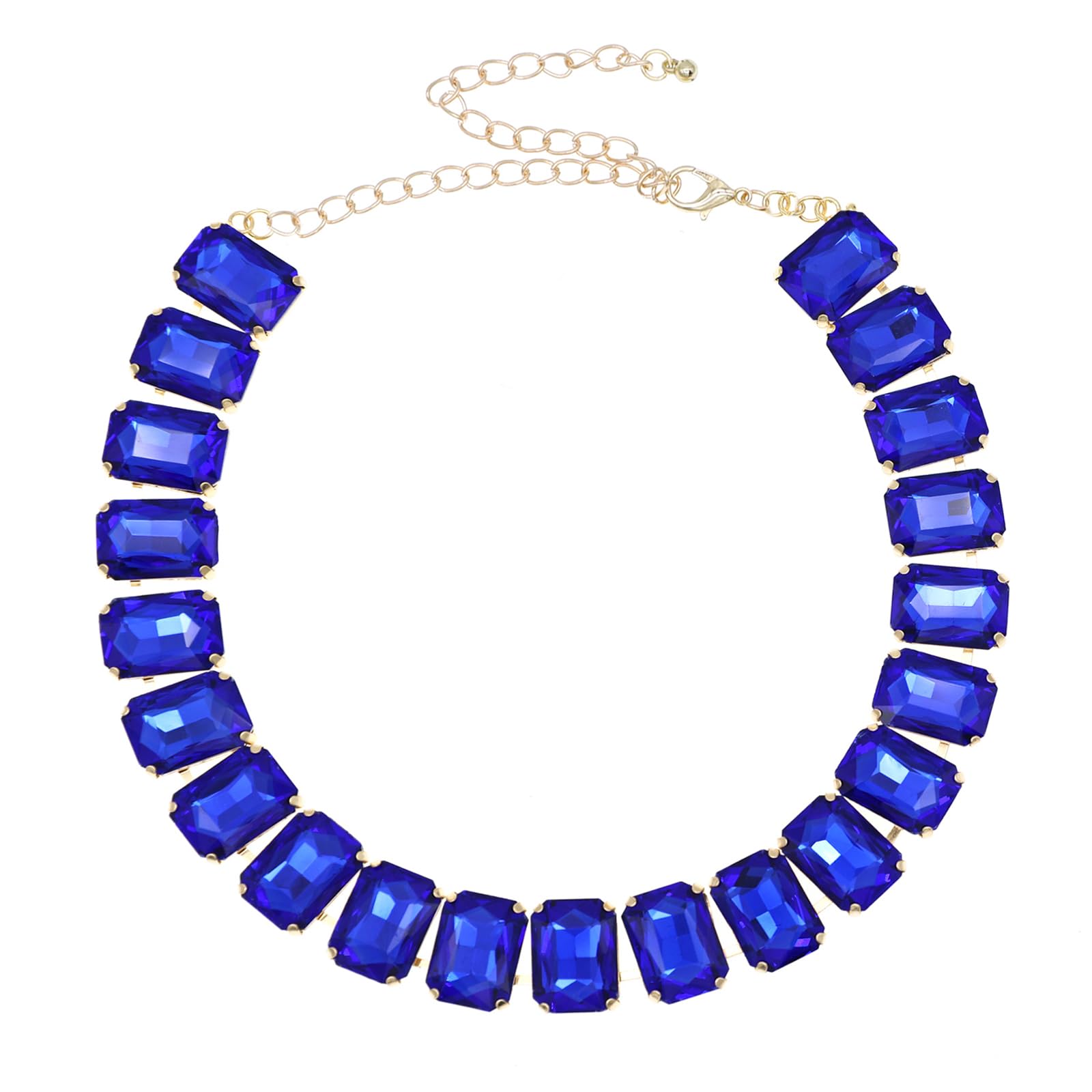 We We Crystal Rhinestone Choker Collar Necklace For Women Emerald Statement Piece Sparkly Colorful Crystal Neck Gold Chain Necklace