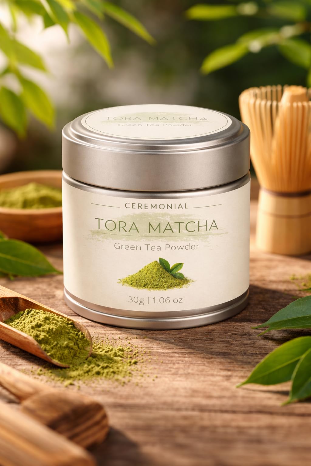 TORA MATCHA Ceremonial Grade Matcha Pulver – Premium Grüntee Pulver – Steinvermahlen, Leuchtend Grün, Natürliches Koffein für Energie & Fokus – Ideal für Matcha Tee, Latte & Smoothies (90g)
