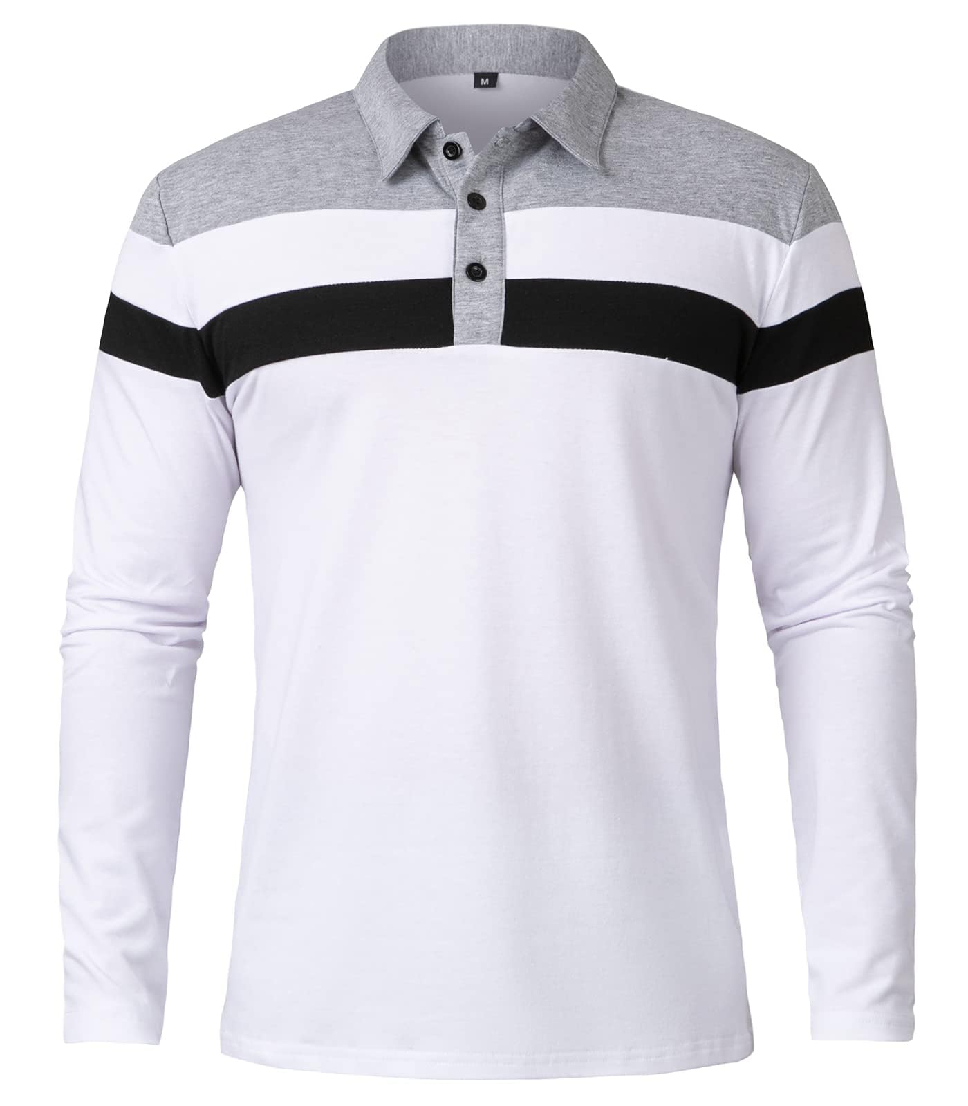 MANSDOUR Męskie koszulki polo na co dzień bawełna slim fit koszulka polo z długim rękawem i krótkim rękawem patchworkowa koszula golfowa z kołnierzem do pracy