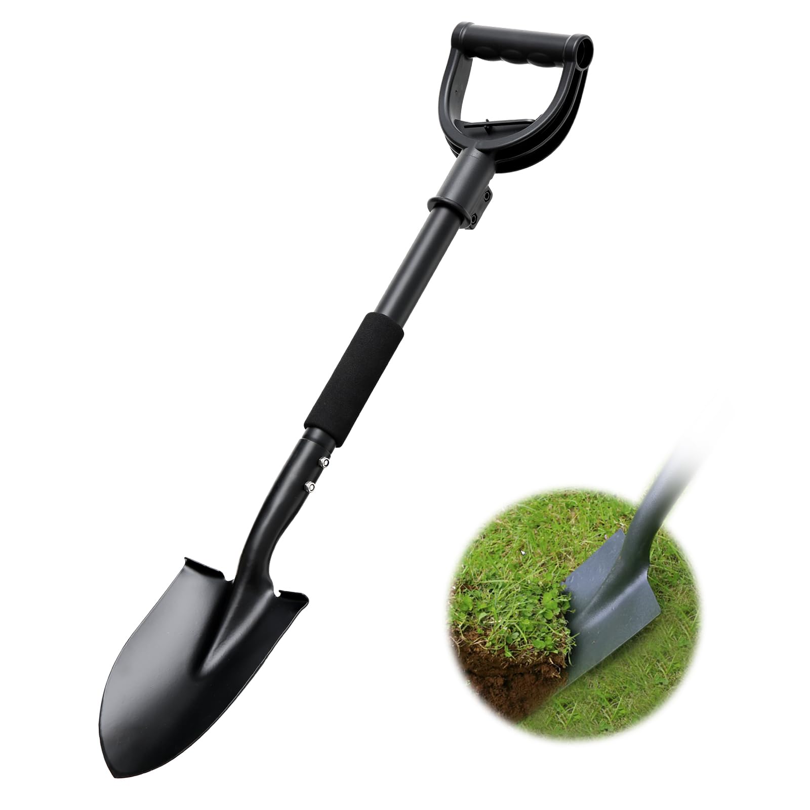 Shovels for Gardening Digging, 31” Small Shovel with Round Point Blade, D-Handle, Comfort Grip, Anti-Rust Metal Spade Shovel Heavy Duty, Mini Shovel for Camping, Planting
