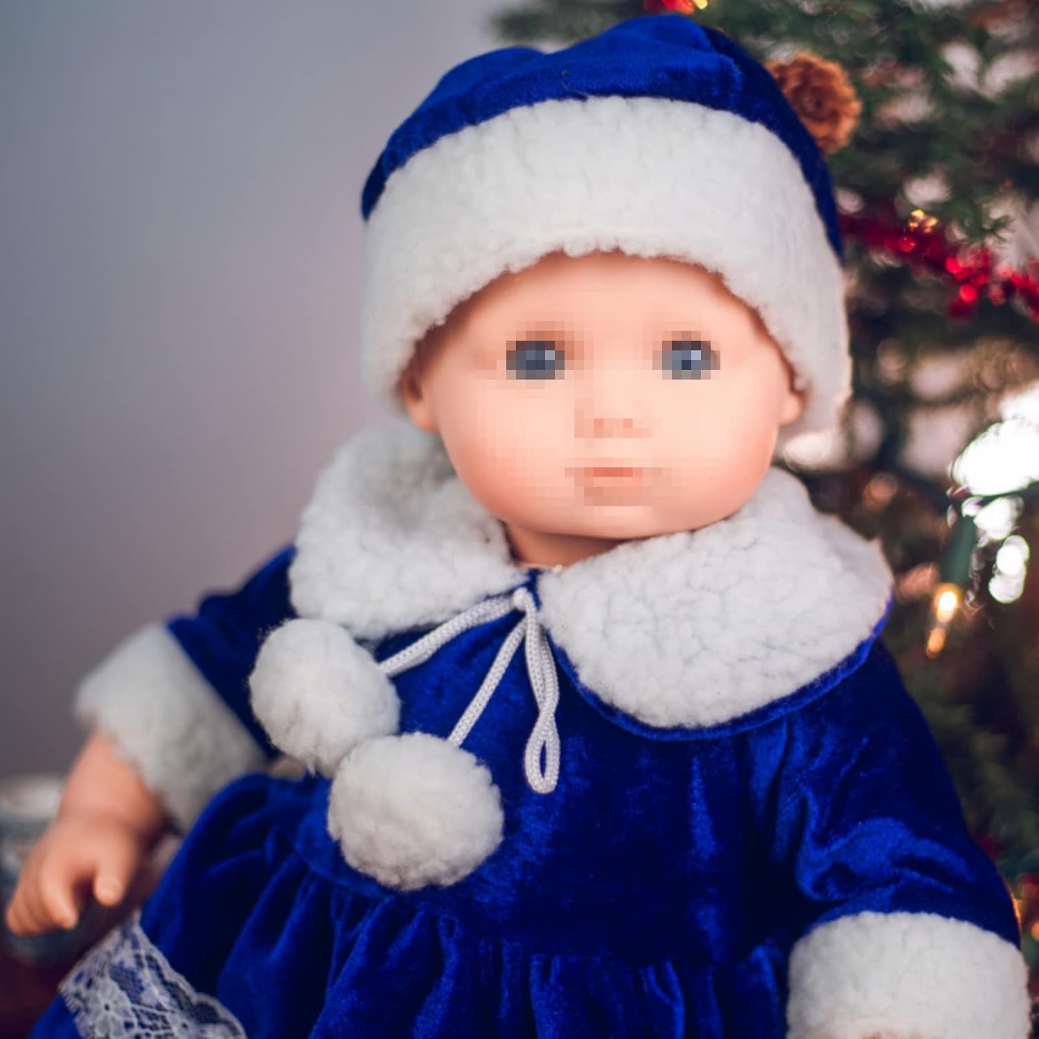 The Queen's Treasures 15 Inch Doll Clothes Designed for Use with Bitty Baby Dolls, Blue Velvet Dress with White Trim, Hat, Tights, Shoes, Compatible with American Girl's Bitty Baby Twins