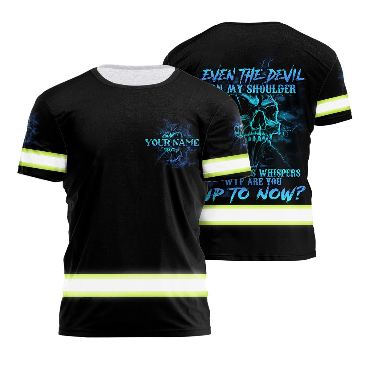 Hi Vis Shirt Skull Quote Reflective High Visibility Custom Name Safety Workwear Short Sleeve Shirts for Gifts 17 - Size L