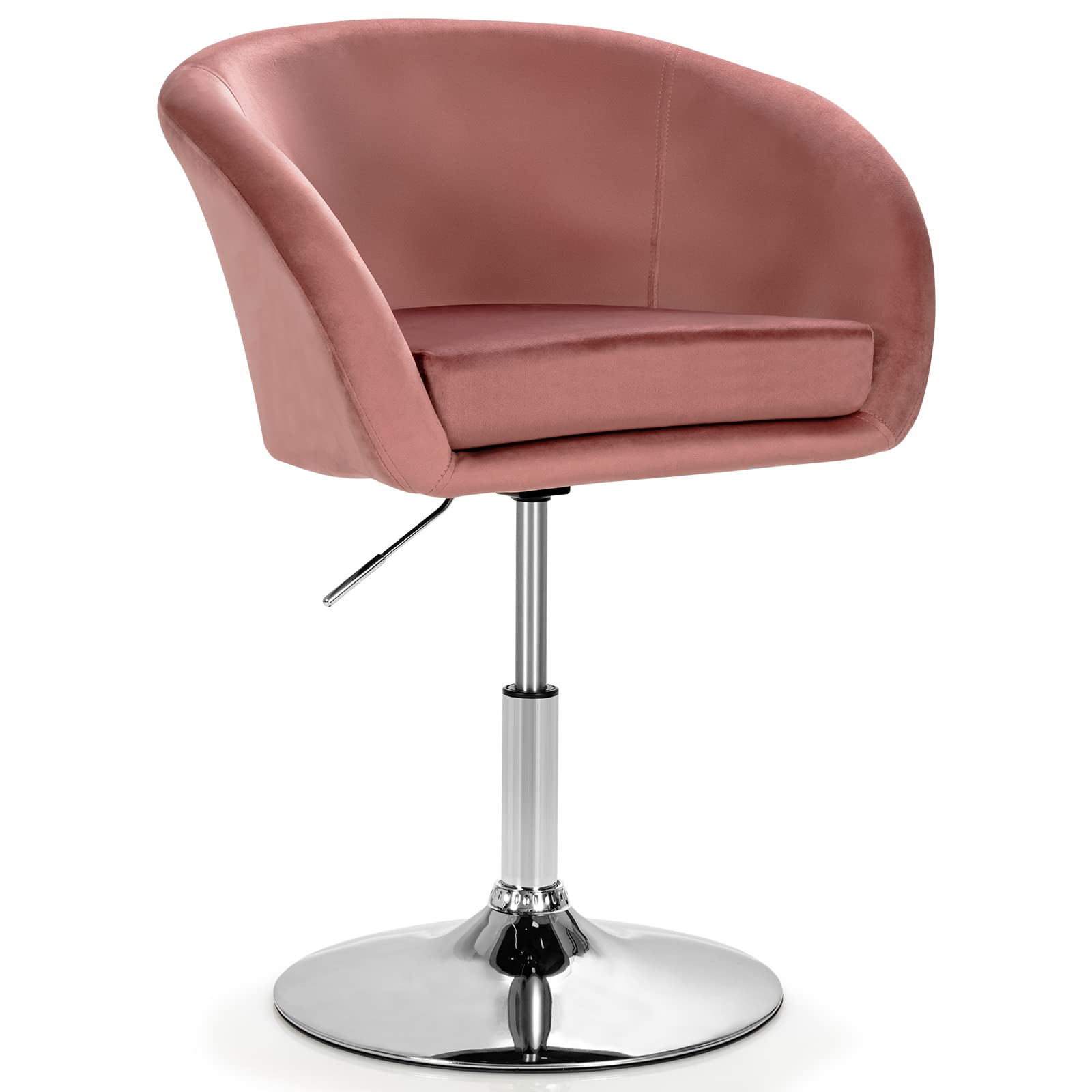 GIANTEX Sgabello da Bar in Velluto, Altezza Regolabile e Girevole a 360 Gradi, Sedile Stile Retrò con Schienale, Carico di Massimo 120 kg, 61x52x 72-86 cm, 2 Colori