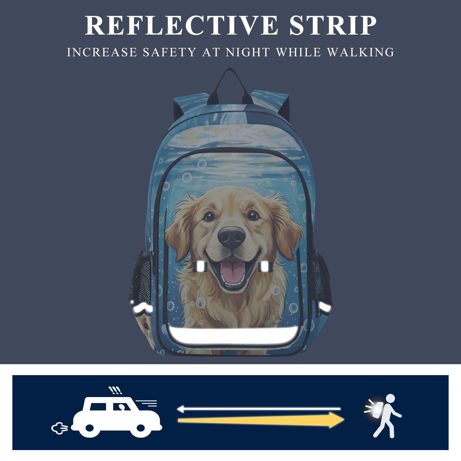 Mnsruu Laptop-Rucksack, 39,6 cm (15,6 Zoll), niedlicher Golden Retriever, Schwimmtasche, Schultasche für Teenager, Mädchen, leichter Reiserucksack für College-Arbeit, 45 x 33 x 17 cm