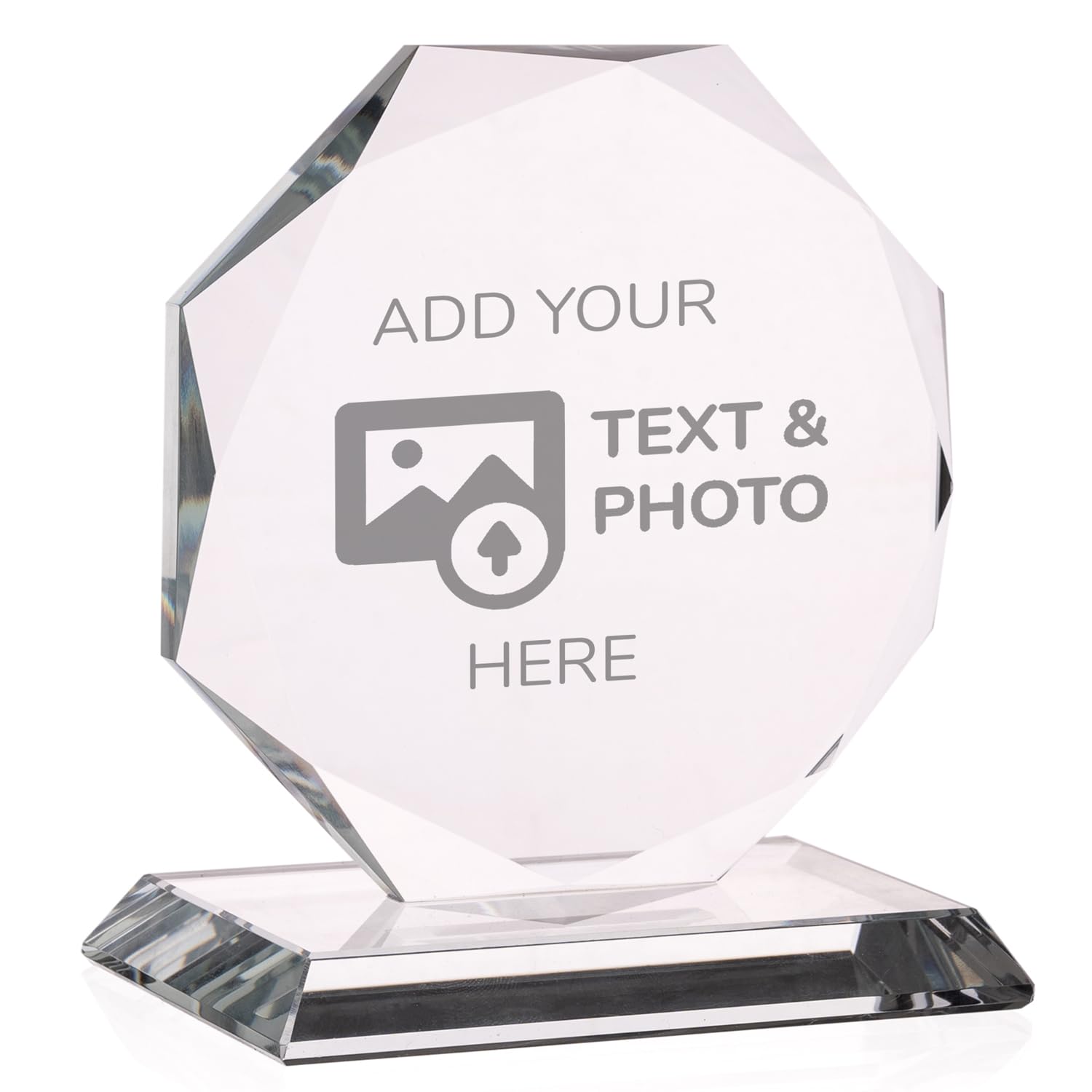 Wanapix | Trophée Personnalisé avec Nom et Texte | Verre Gravé | Trophée Personnalisé | Boîtier de Rangement Inclus | Octogonal