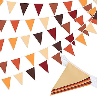 Banderín marrón, naranja y amarillo, guirnalda de banderines para decoración de feliz otoño, Acción de Gracias, otoño, cosecha, festival, boda, fiesta de cumpleaños, hogar, exterior, 33 pies, 30