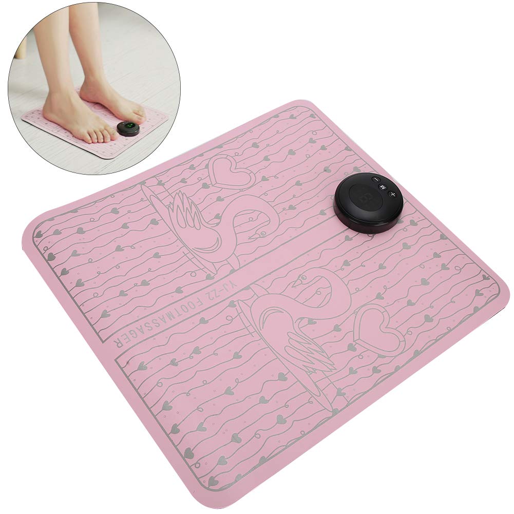 Tapis de massage électrique pour les pieds, tapis de massage électrique, chargement USB, coussin de façonnage des jambes, 6 modes, 9 forces (rose)