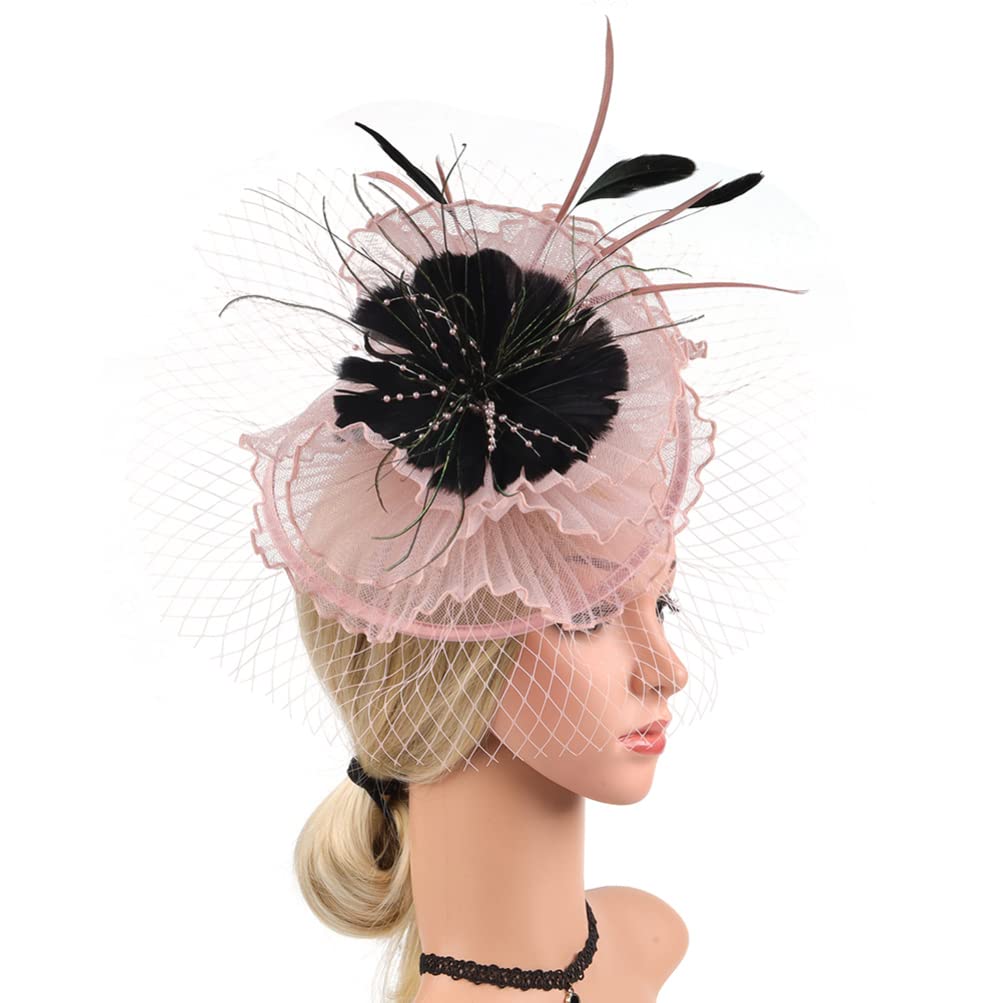 Fascinator LALAFINA Beige Con Fiore - Cerchietto Con Clip Per Matrimonio Ed Eventi