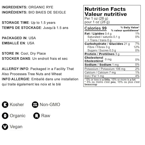 Organic Dark Rye Flour By Food To Live (Whole Grain, Non-Gmo, Stone Ground, Kosher, Raw, Vegan, Bulk, Great For Baking Bread, Product Of The Usa) — 1 Pound #TOP3