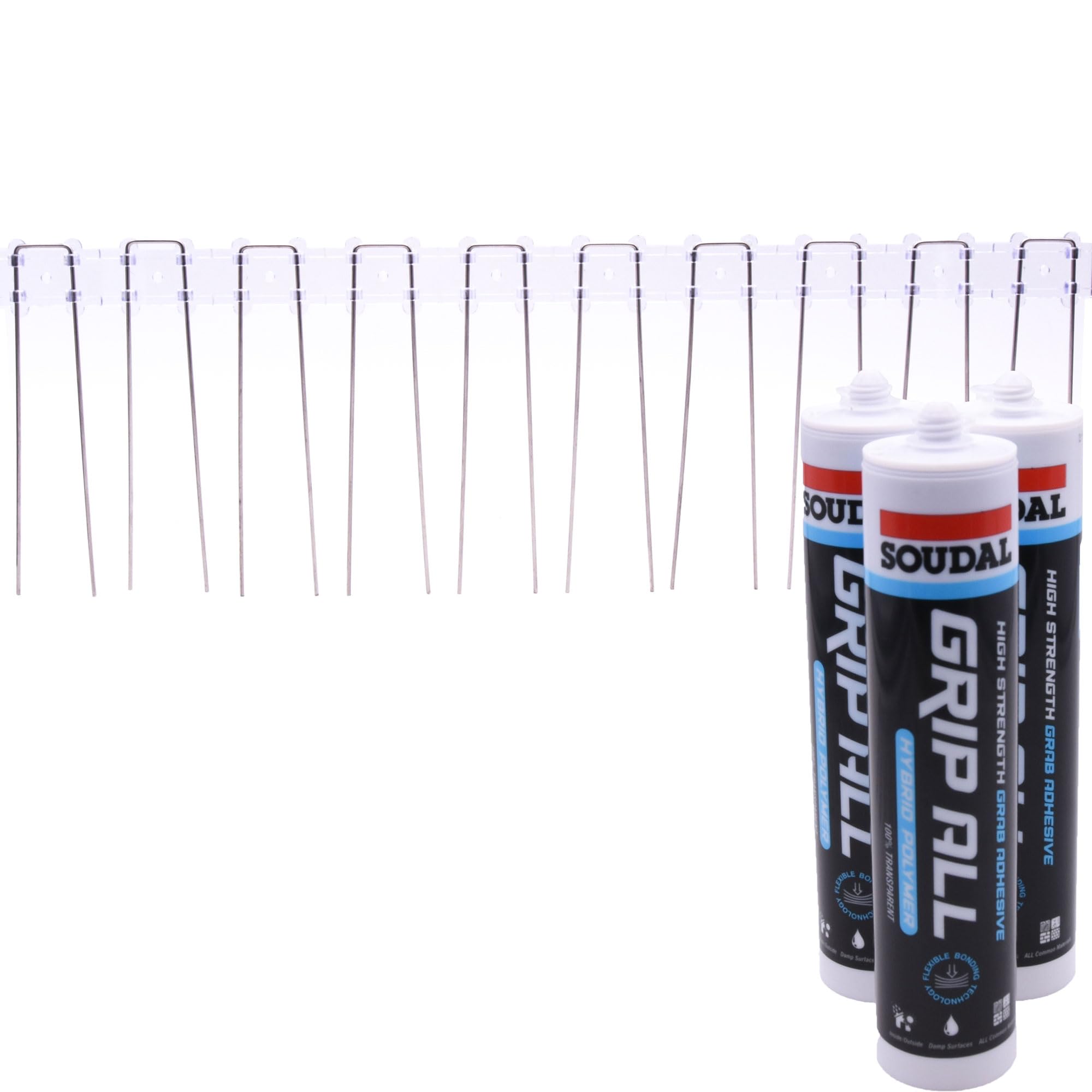 S4U 160mm Solar Panel Pigeon Bird Guard Stainless Steel Spikes Set Preventing Nesting Lightweight (20M with 3 Tubes)