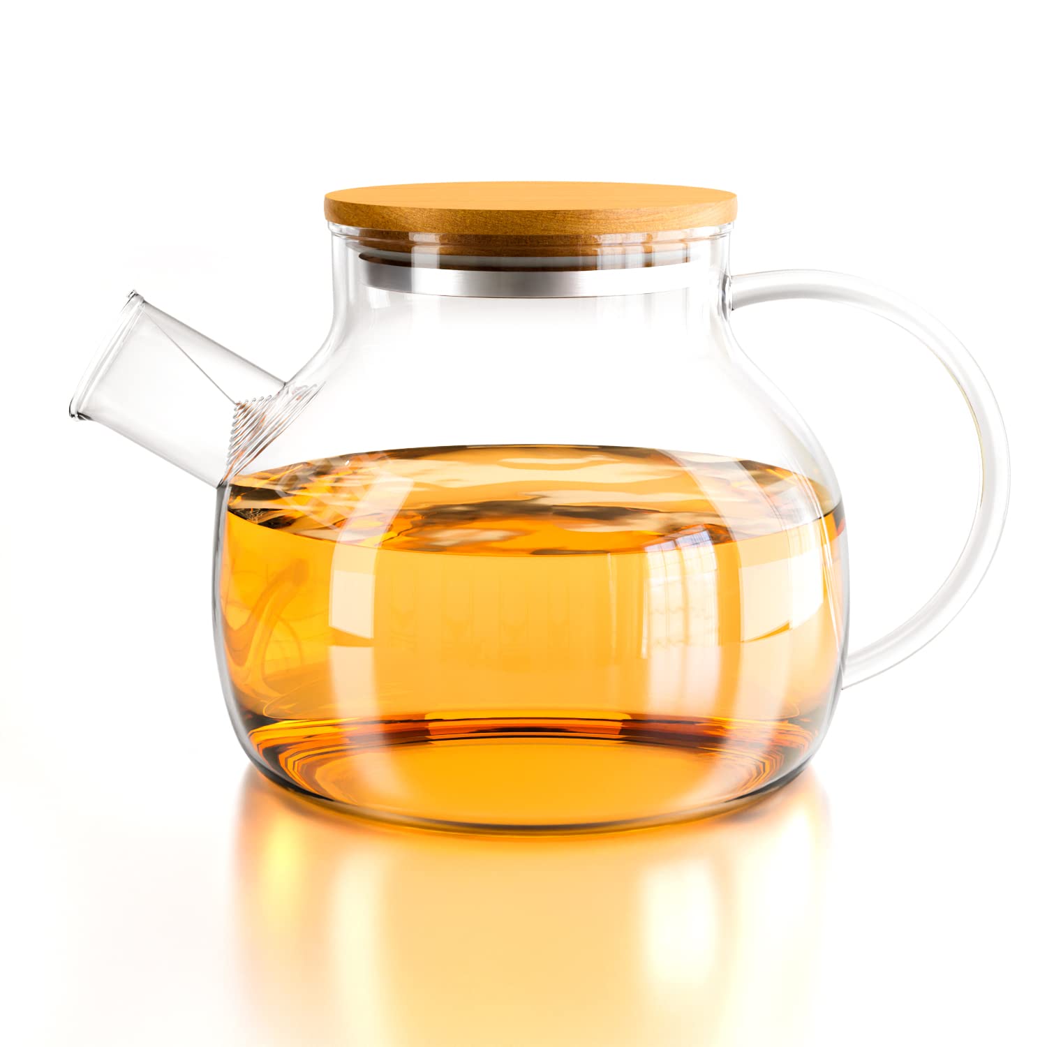 Yuning Tetera, Tetera de Cristal con tapa - Capacidad 1 litros -Hecha de Cristal Borosilicato Jarra Té helado Zumo Café - Botella Agua Fría o Caliente de Vidrio Apto para Frigorífico
