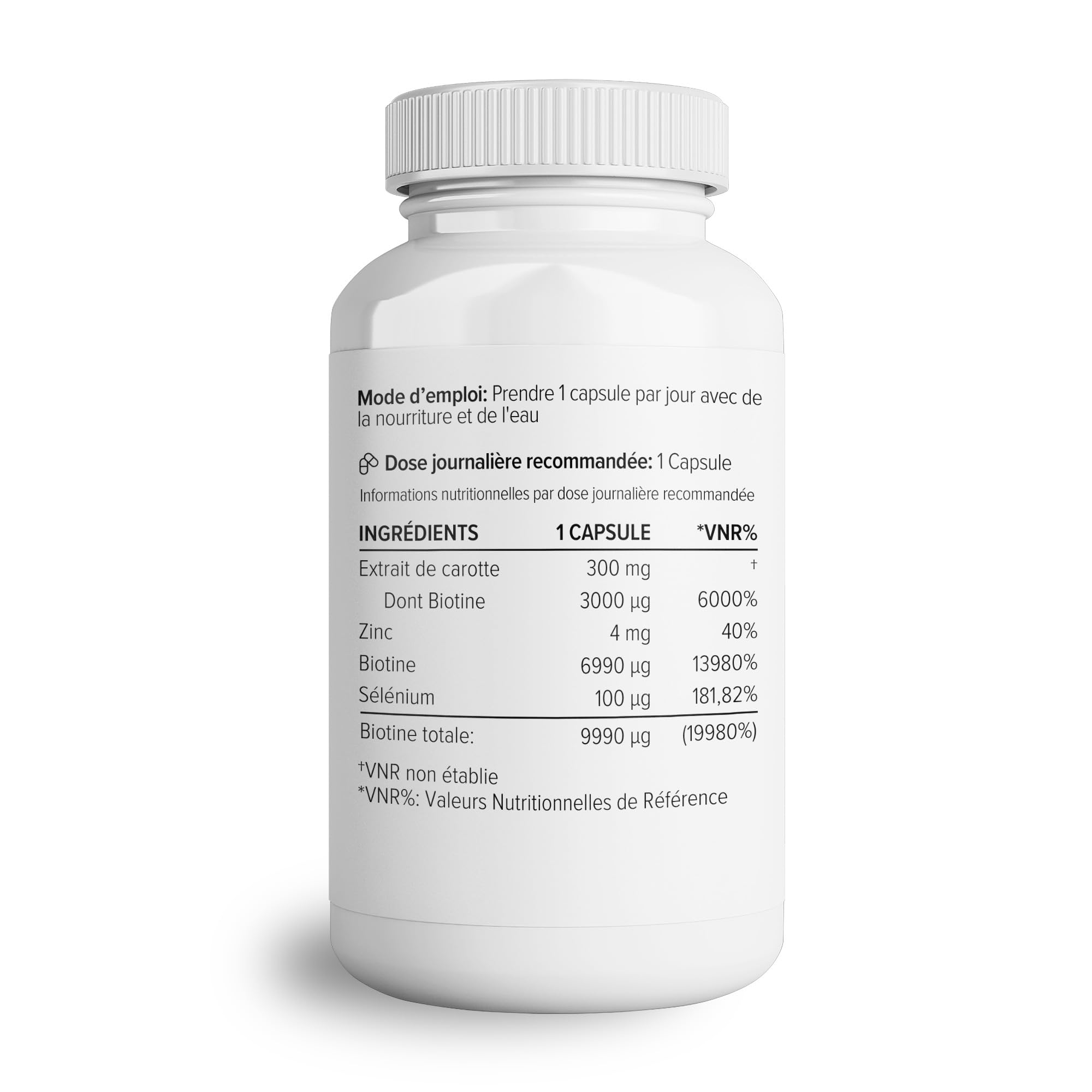 Theonia Supplément complexe de biotine - avec biotine, sélénium et zinc - Soutient les cheveux, les ongles et la peau - Végétalien, sans OGM - 60 capsules