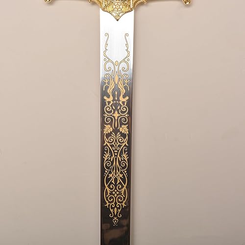 Miniatura 8 de Espada medieval de acero inoxidable con estrella de David, espada del rey Salomón para cosplay, colección, 33.8 pulgadas