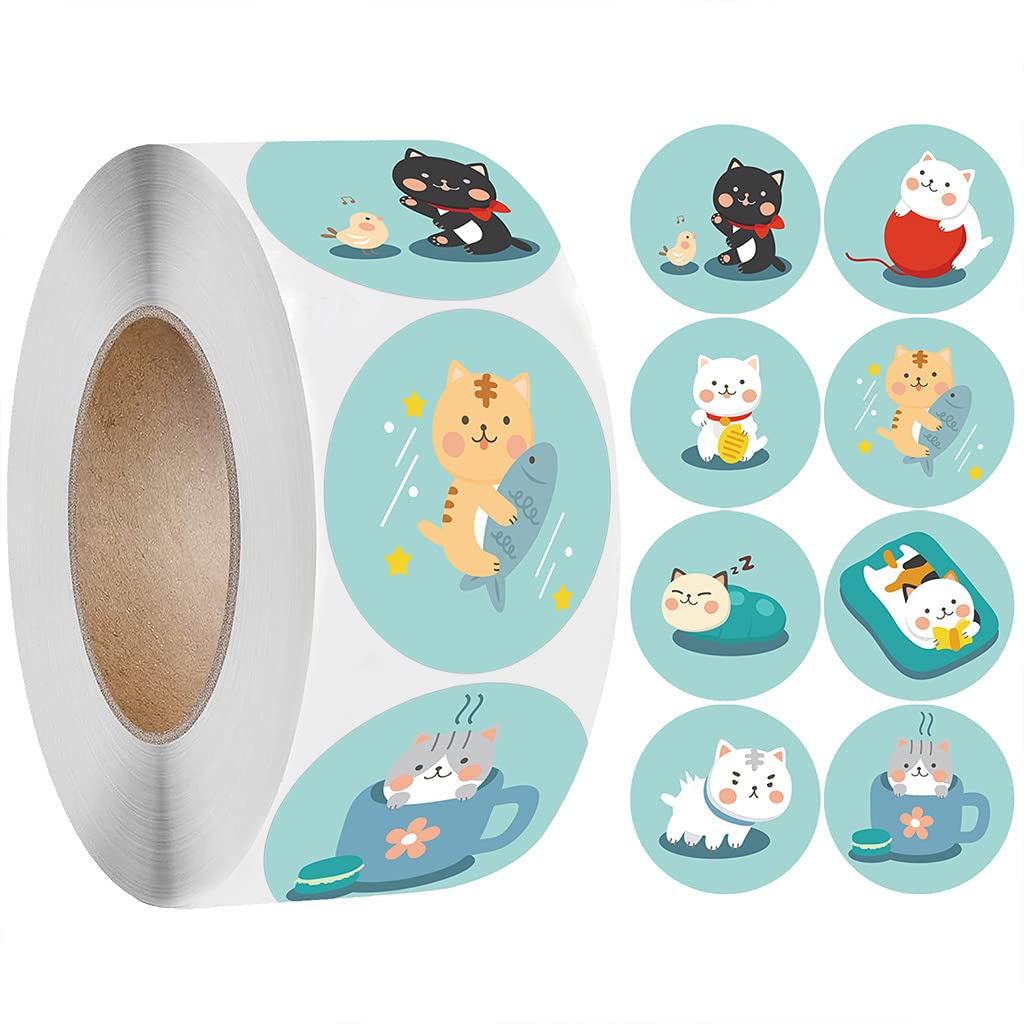 MINGLEA 1 Pack 500Pcs Envelope Tab Sealer 1 Pack 500Pcs Decoration Stickers Sealing Label Stickers 1Inch Lovely for Stickers