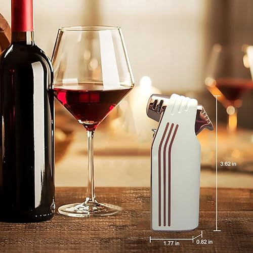 Miniatura 5 de Encendedor multifunción 4 en 1 Encendedores de butano reutilizable en ángulo suave llama encendedor con 3 herramientas de limpieza de tuberías Blanco