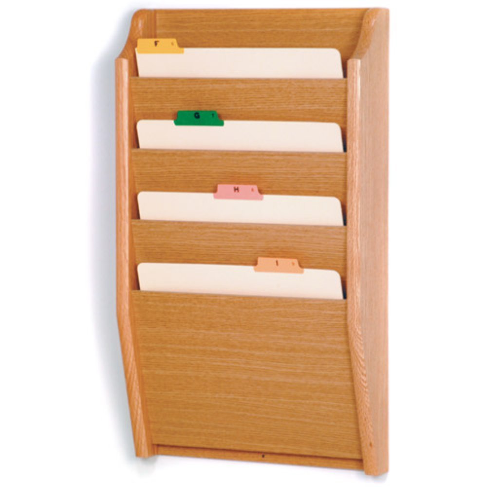Wooden Mallet 4-Pocket File Holder, Letter Size, Light Oak