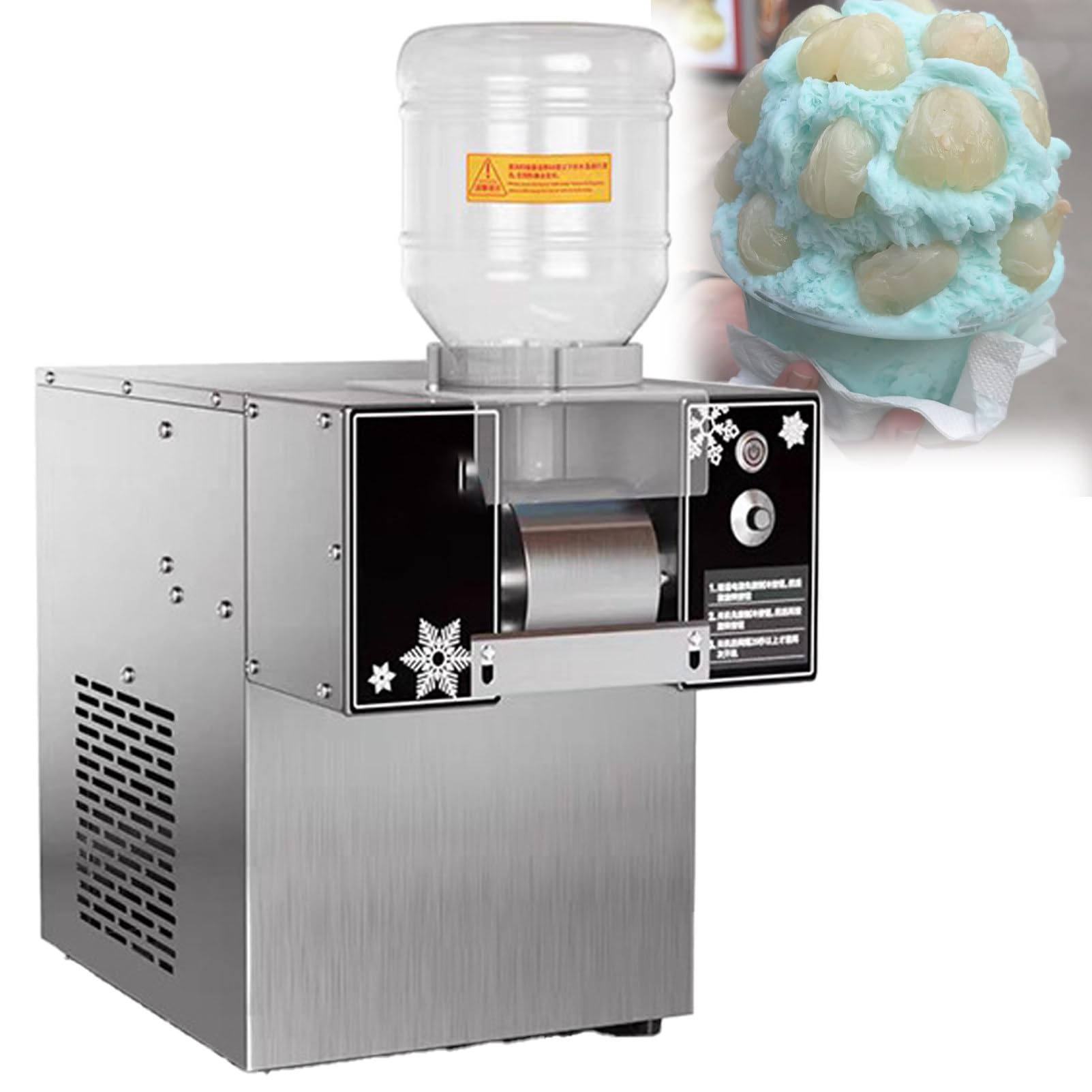 Pnpaea Shaved Ice Machine,Electric Ice Shaving Machine, 3-Second Automatic Ice Making,24-Hour Output 60/120 Kg,Suitable For Homemade Shaved Ice 750W(120KG)