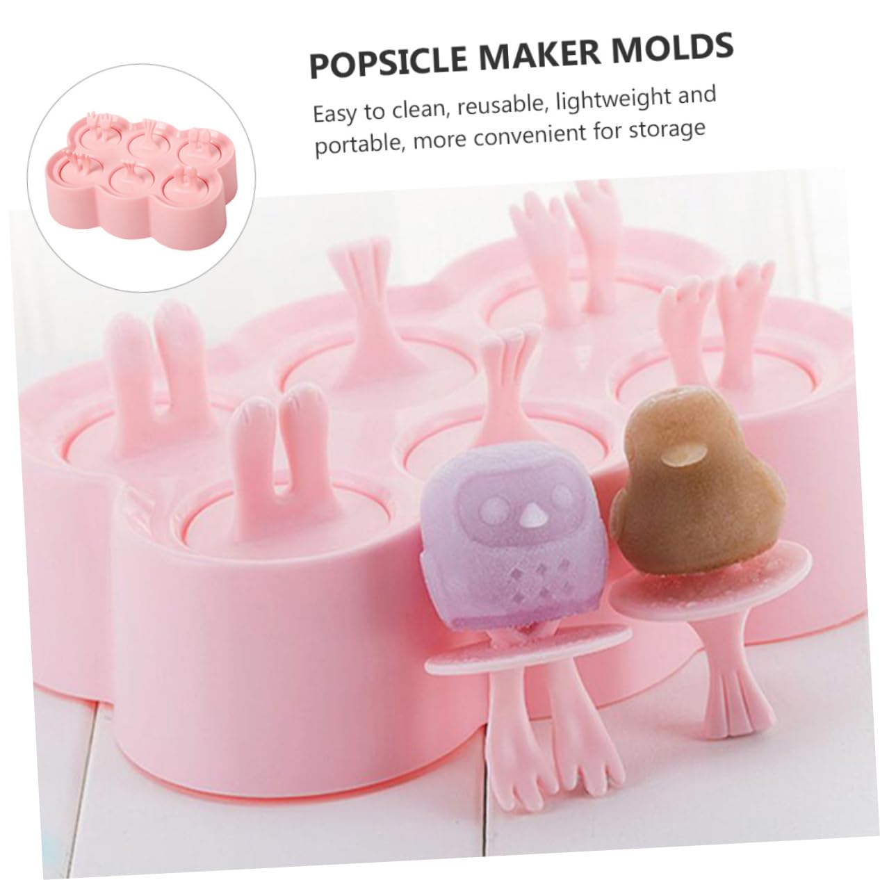 SHOWERORO 4juegos Moldes De Silicona Para Helados De Formas De Animales Perfectos Para Hacer Paletas y Postres Fríos Material Seguro y Duradero Para Verano y Fiestas Infantiles