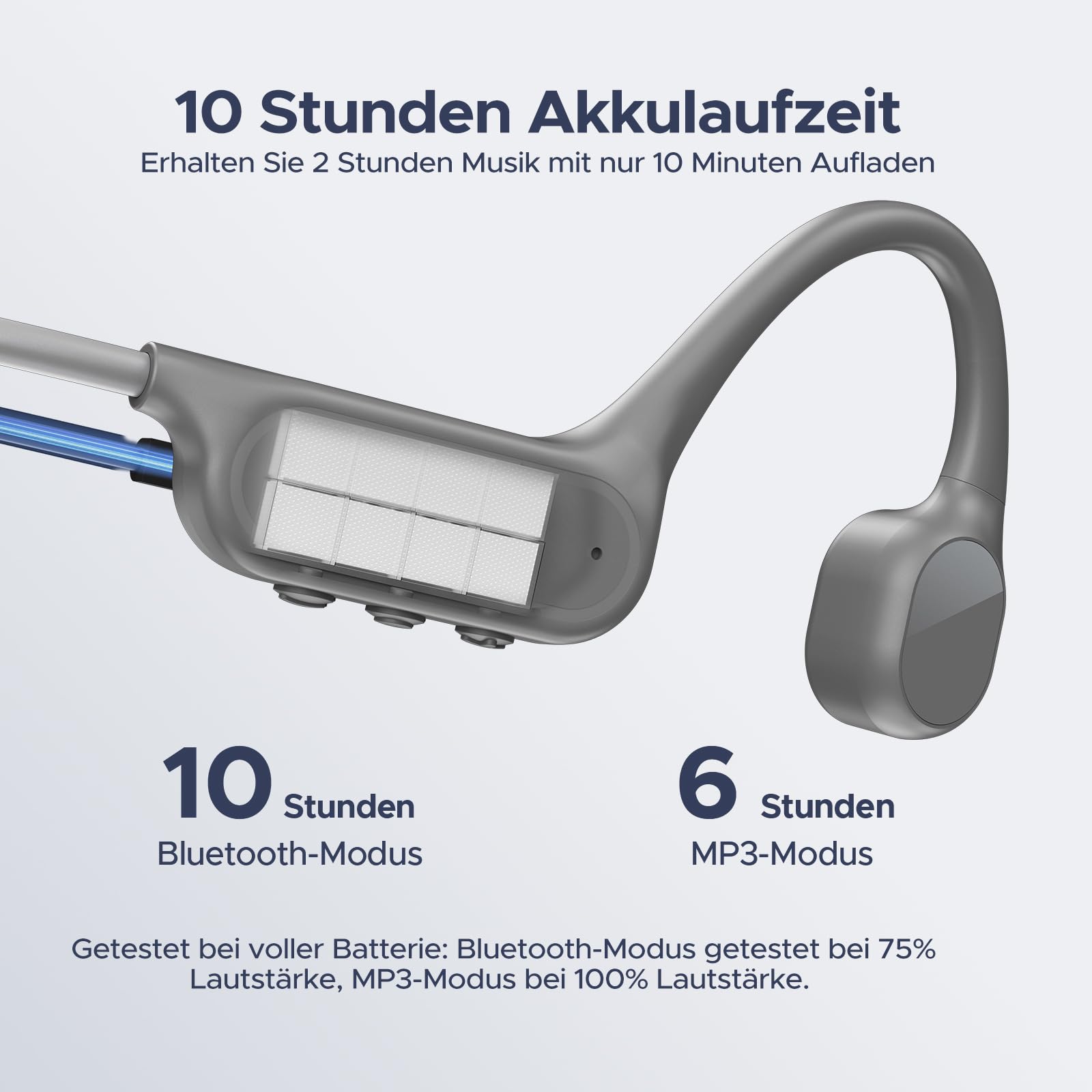 Knochenschall Kopfhörer, IP68 Kopfhörer Schwimmen, 10H Sport Lauf Drahtlos Bluetooth 5.4 Open-Ear Kopfhörer mit 32GB MP3 Doppelmodus für Radfahren, Unterwasserschwimmen, Fitness