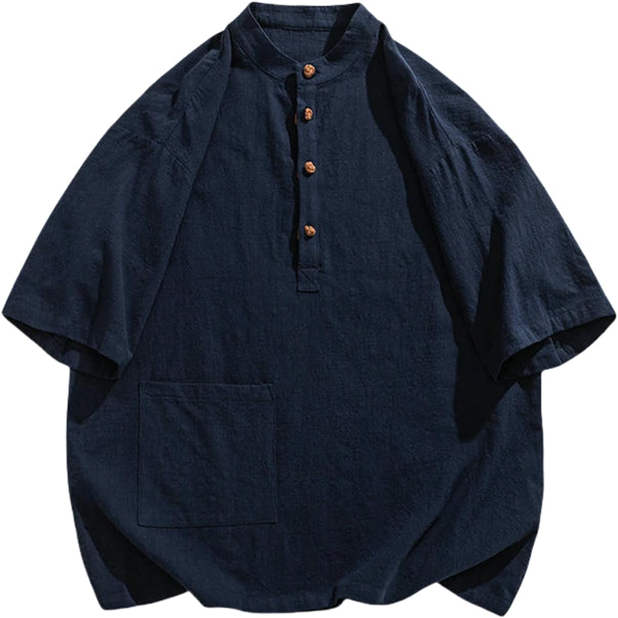 Men's Summer Traditional Frog Buttons Short Sleeve T-Shirt Zen Layman Practice Tea Outfit Top Chinese Style Shirt