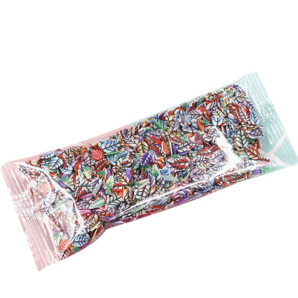 1000x/bag 3D Polymer Clay Nail Slices Star Cartoon Flower Fruit Feather Manicure Nail Art Decoration Stickers Leaf,3-5mm